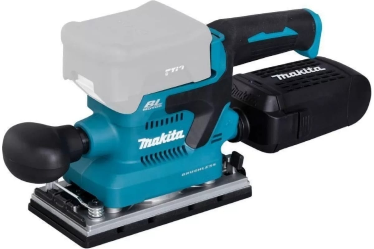 Аккумуляторная вибрационная шлифмашина Makita LXT, BL, 18В, XPT, AWS, 93x228 мм, 4000-12000 об\м, ампл-2.0 мм, 1.5кг, кор,п\сборник, зажим, WUT01, без аккум. и з/у DBO381ZU