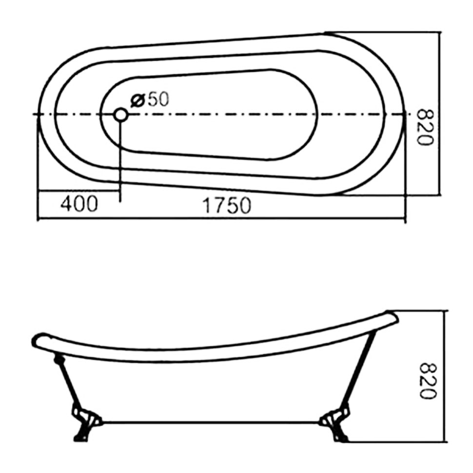 Акриловая ванна Gemy G9030 C 175x82 см