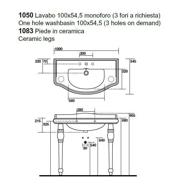 Ножка для раковины Kerasan Retro 108304 черный блестящий (1 шт)