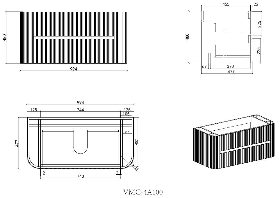 Тумба с раковиной Vincea Alto 100 см светло-серый матовый