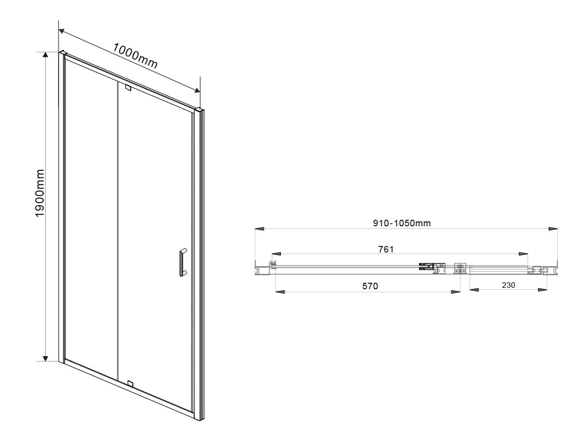 Душевая дверь Vincea Intra 90/100x190 VDP-1I9010CH хром, шиншилла