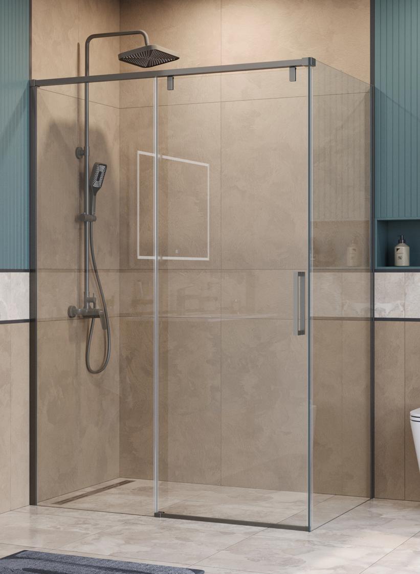 Душевой уголок BelBagno SOFT_CLOSE-1-AH-1-160/80-C-GM 160x80 прозрачный, оружейная сталь Душевой уголок BelBagno SOFT_CLOSE-1-AH-1-160/80-C-GM 160x80 прозрачный, оружейная сталь