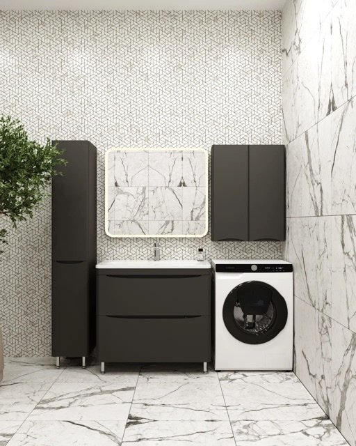 Шкаф подвесной Style Line Бергамо мини Люкс Plus 60 см, черный антискрейч СС-00002359