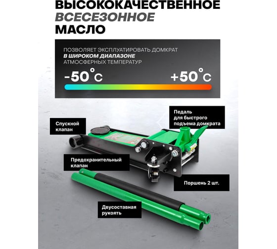 Домкрат Rockforce подкатной гидравлический 5т (h min-90мм, h max-550мм) RF-TR50001 /JP/(58127)