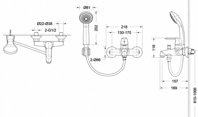 Смеситель для ванны Bravat Simple F6135193CP-B-RUS