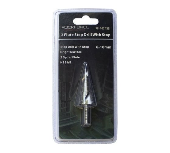 Сверло ступенчатое спиральное (6-18 мм; HSS M2) Rockforce RF-44745S