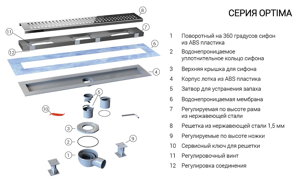 Душевой лоток Vincea Say Optima Bukle SAY.601.80.B.M.S.BUK 80 см, матовый черный