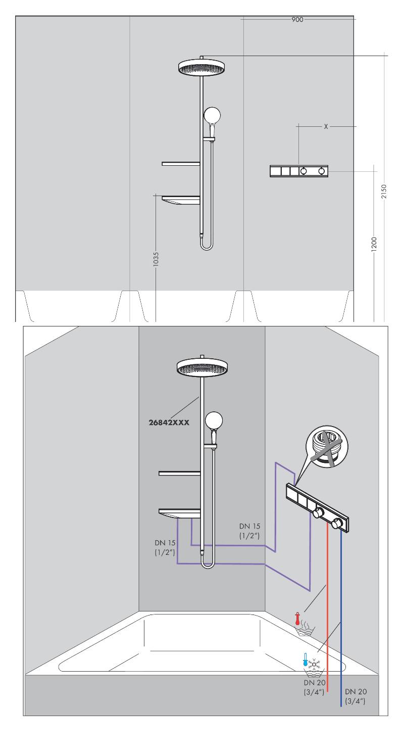 Смеситель для душа Hansgrohe RainSelect 15380140 с термостатом, шлифованная бронза