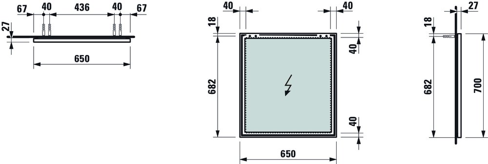 Зеркало Laufen Frame 25 4.4740.3.900.144.1 65 см с алюминиевой рамкой, без подсветки