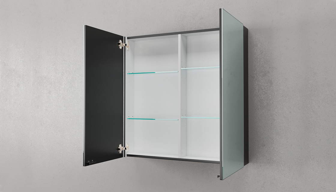Зеркальный шкаф Velvex Klaufs 80 см, черный матовый