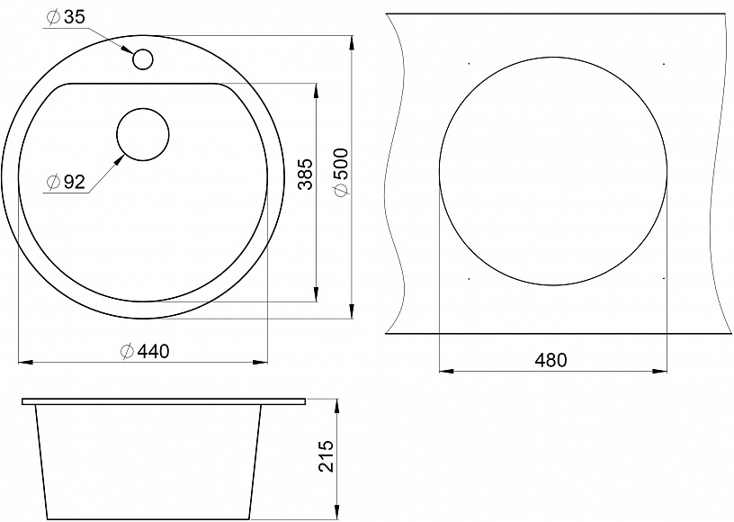 Кухонная мойка Granula GR-5101 50 см графит