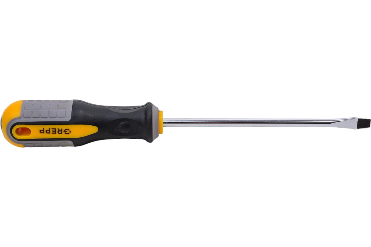 Шлицевая отвертка GREPP SL6*150мм, CrV, 3х-компонентная рукоятка 201-009