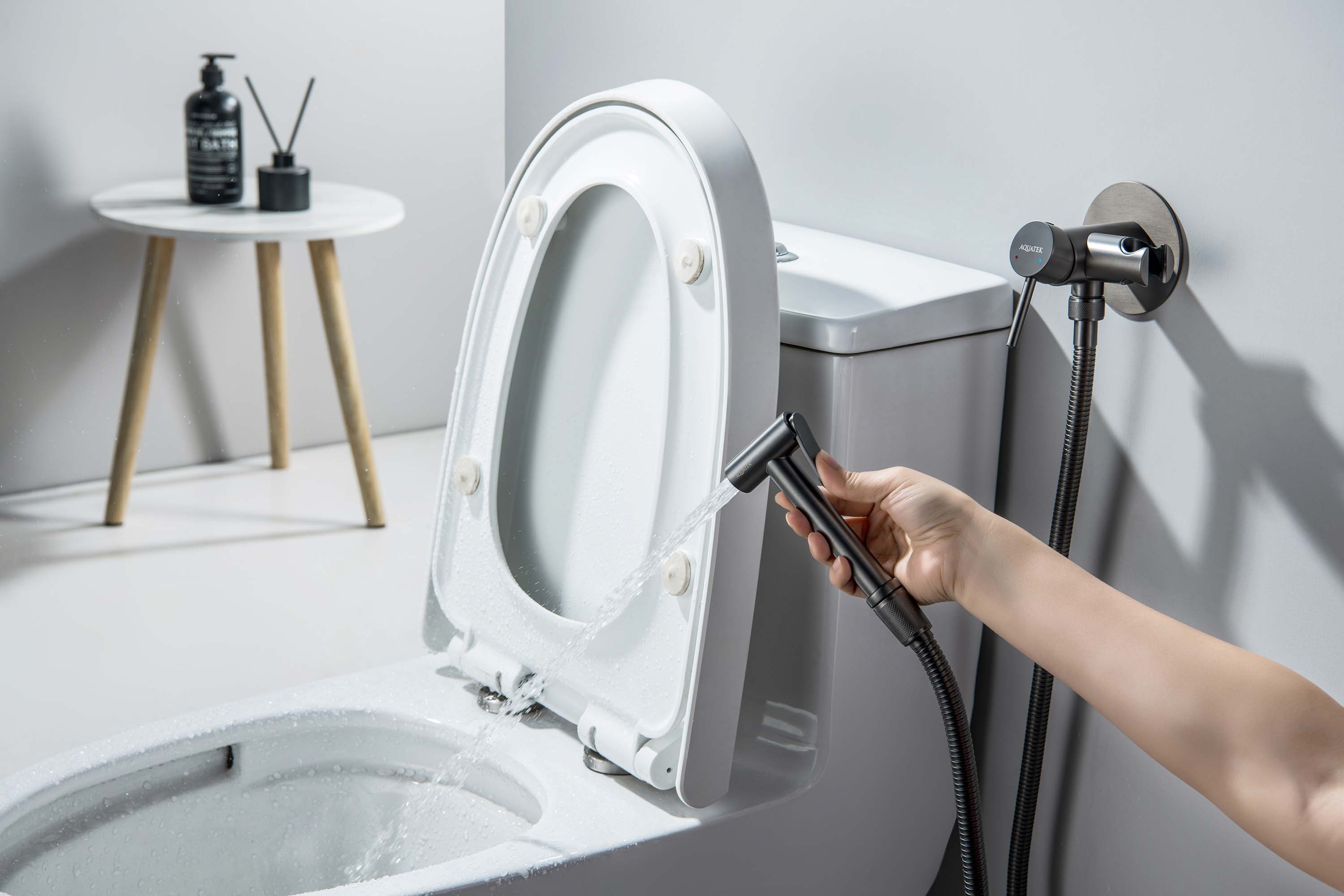 Смеситель Aquatek Европа AQ1021BGM с гигиеническим душем, оружейная сталь Смеситель Aquatek Европа AQ1021BGM с гигиеническим душем, оружейная сталь