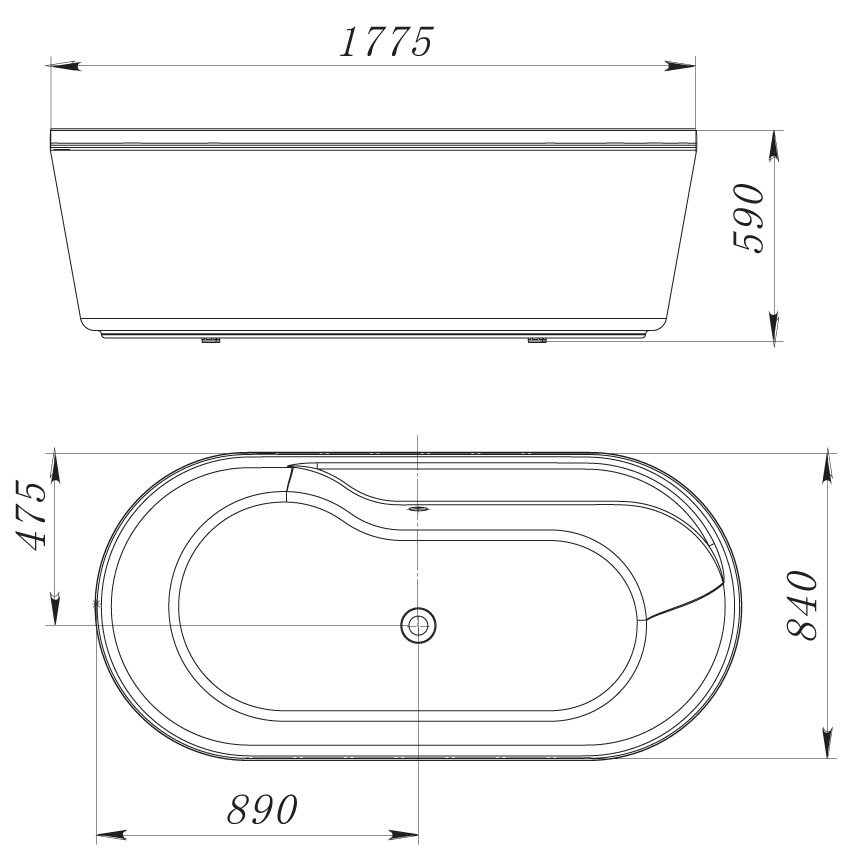 Акриловая ванна BelBagno BB14-K 177.5x84