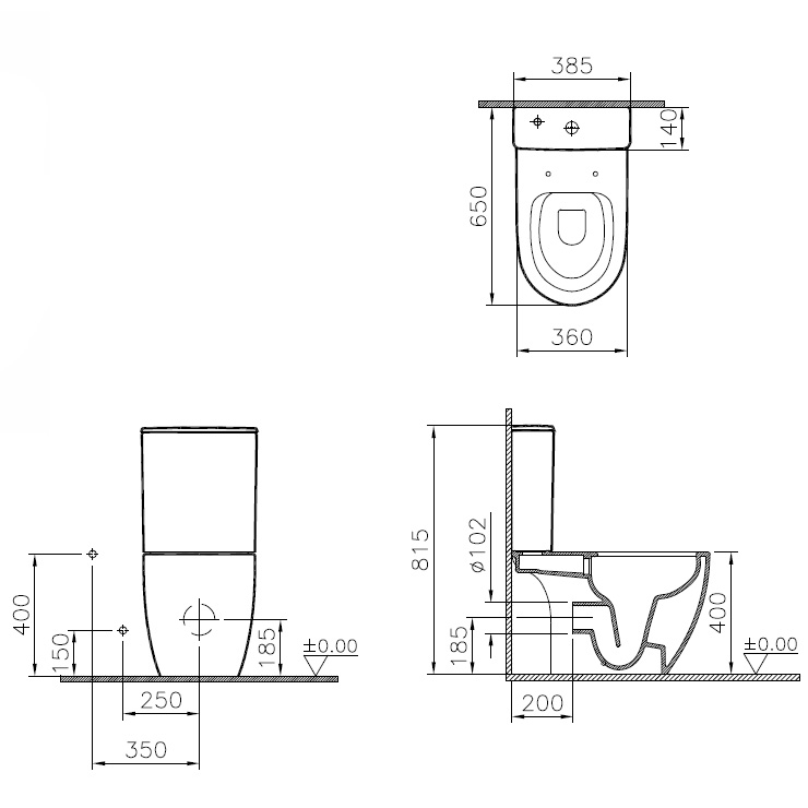 Унитаз VitrA Sento 9830B003-7204 Open-Back 