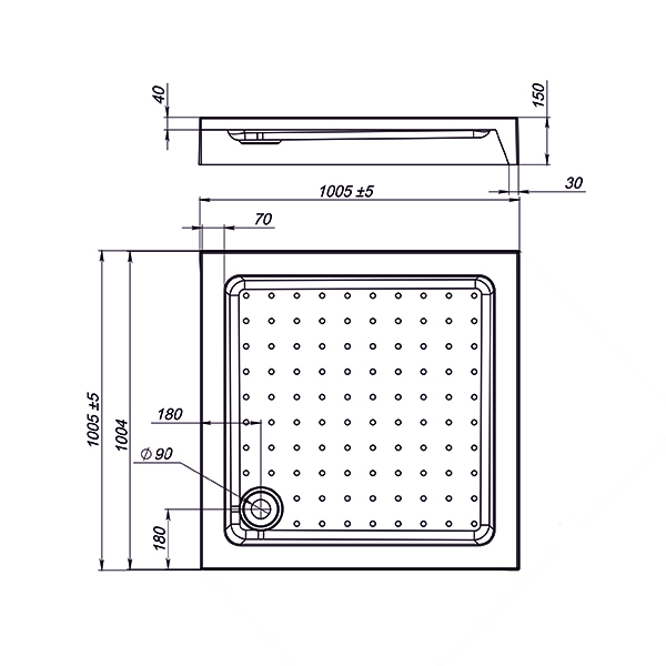 Поддон для душа Vincea VST-3AS 100x100 квадратный