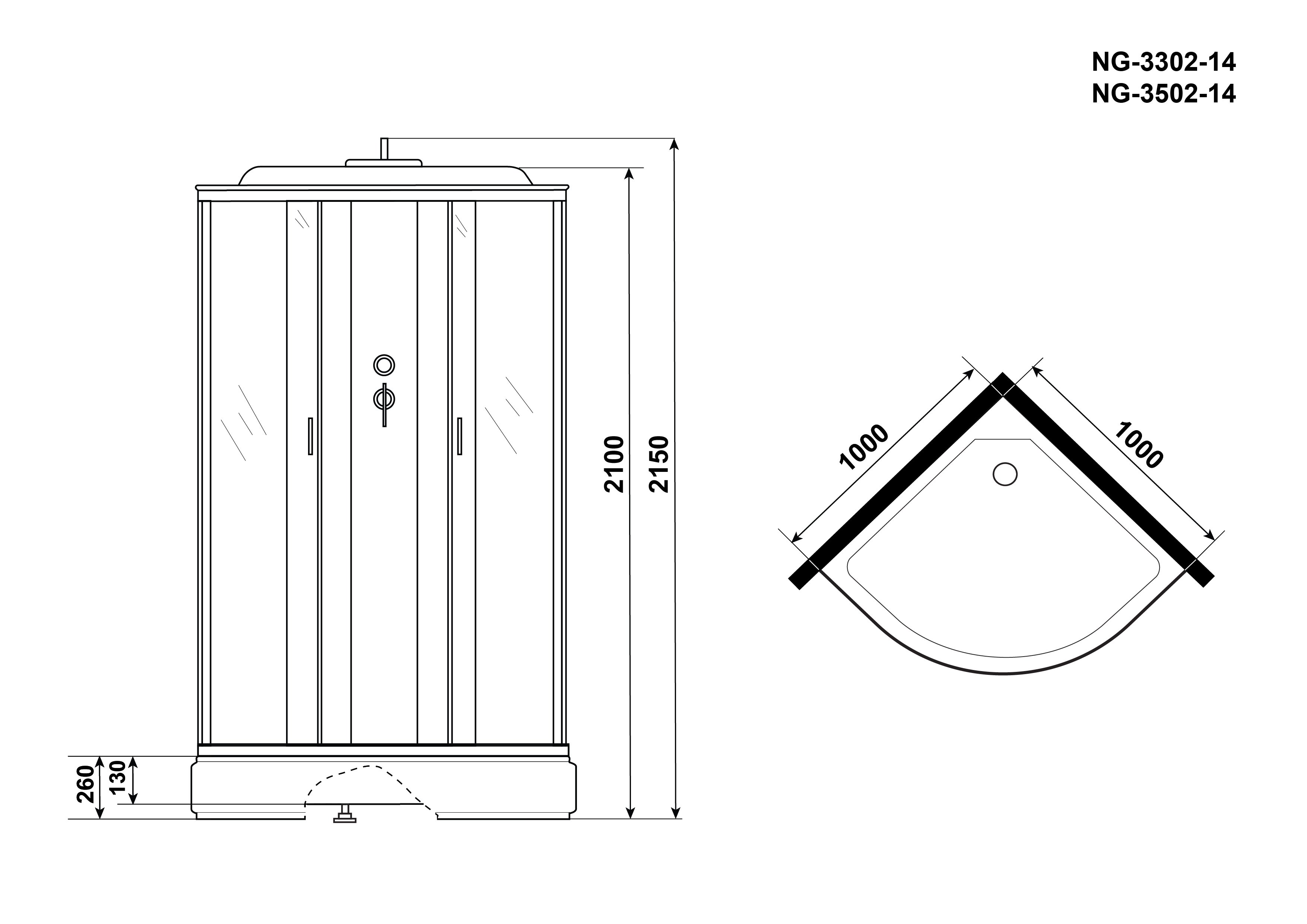 Душевая кабина Niagara NG 3502-14 100x100 стекло тонированное