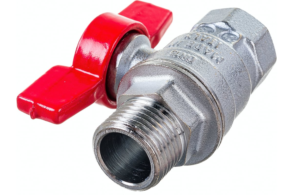 Шаровой кран Giacomini R854, 1/2, ВН, ручка-бабочка красная, хромированный R854X023