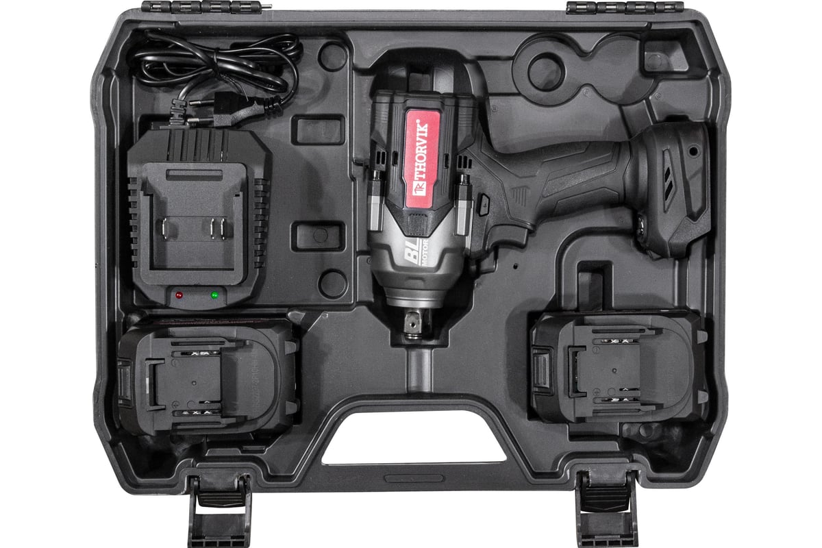 Ударный аккумуляторный бесщеточный гайковерт Thorvik BBIW121080 1/2DR, 21В, 1080 Нм 53653