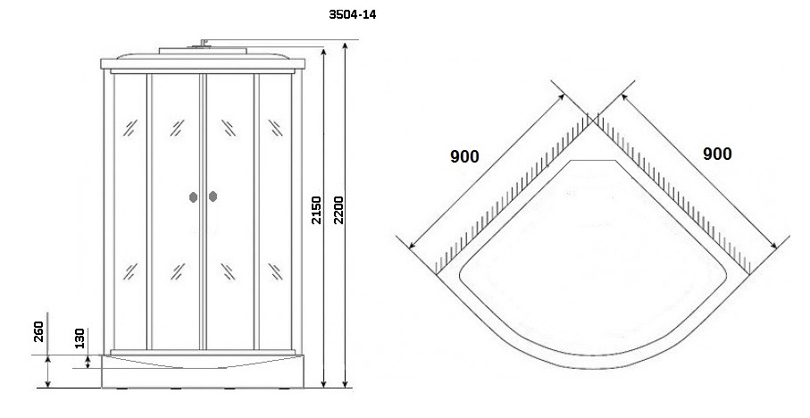 Душевая кабина Niagara NG- 3504-14BLACK 90x90 мозаика