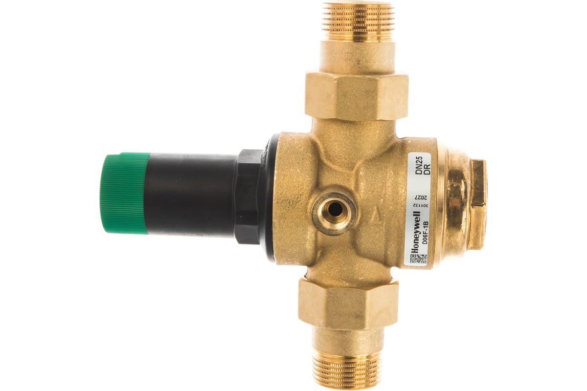Клапан понижения давления Honeywell на горячую воду, диапазон регулировки 1.5-6 атм D06F-1"B