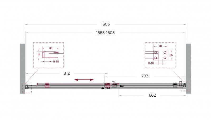 Душевая дверь BelBagno SOFT_CLOSE-2-BF-1-160-C-GM 160x200 прозрачная, оружейная сталь