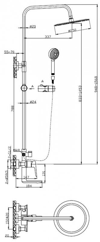 Душевая стойка BelBagno ANCONA-VSCM-CRM