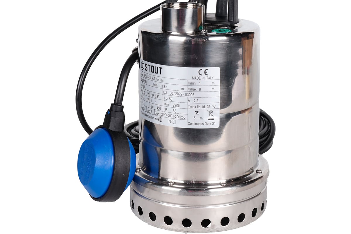 Дренажный насос с поплавком STOUT Spd-0001-200250 RG0091CN9174U3