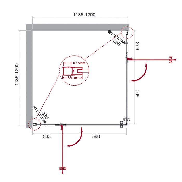 Душевой уголок BelBagno KRAFT-A-22-120-C-Cr 120x120 прозрачный, хром