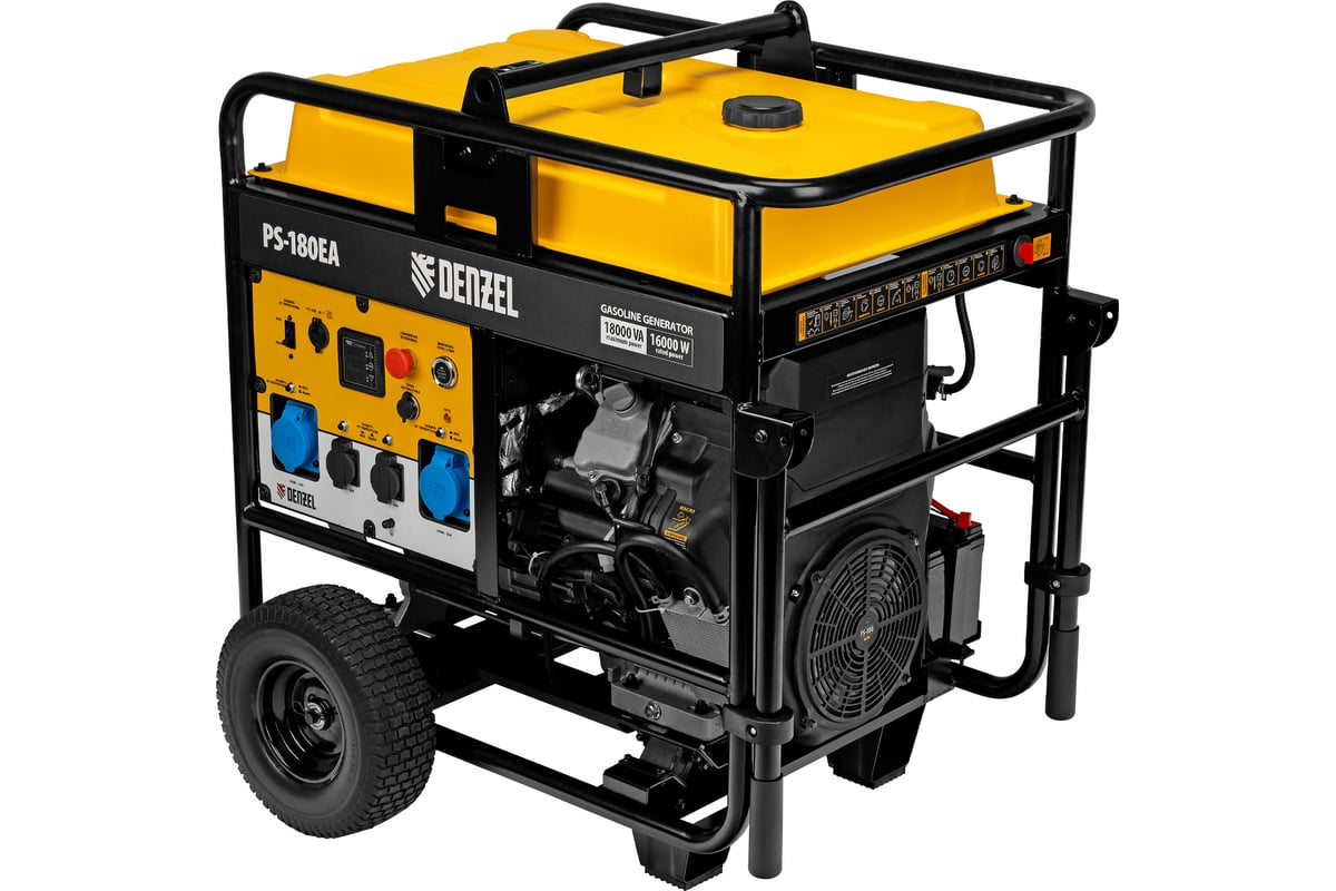 Бензиновый генератор Denzel PS-180EA 18 кВт, 230 В, 65 л, разъём ATS, электростартер 946974