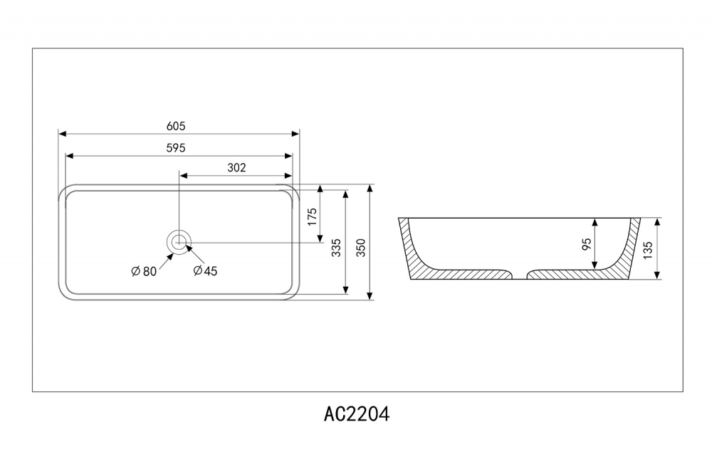 Раковина Abber Rechteck AC2204 60.5 см