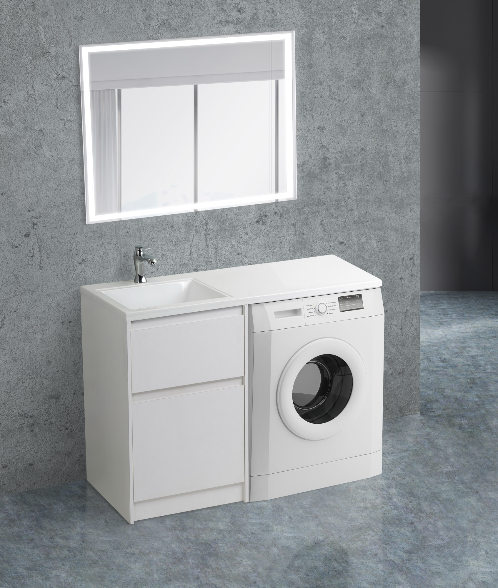 Тумба с раковиной BelBagno Kraft 120 см Bianco Opaco под стир.машину