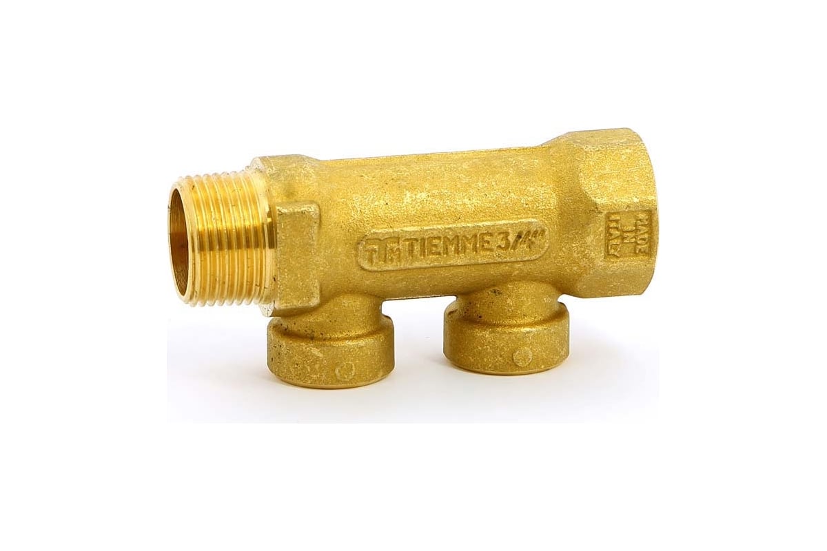 Коллектор Tiemme 2 отвода, 3/4"х1/2"В (латунь) 1910052 / 1932G050402