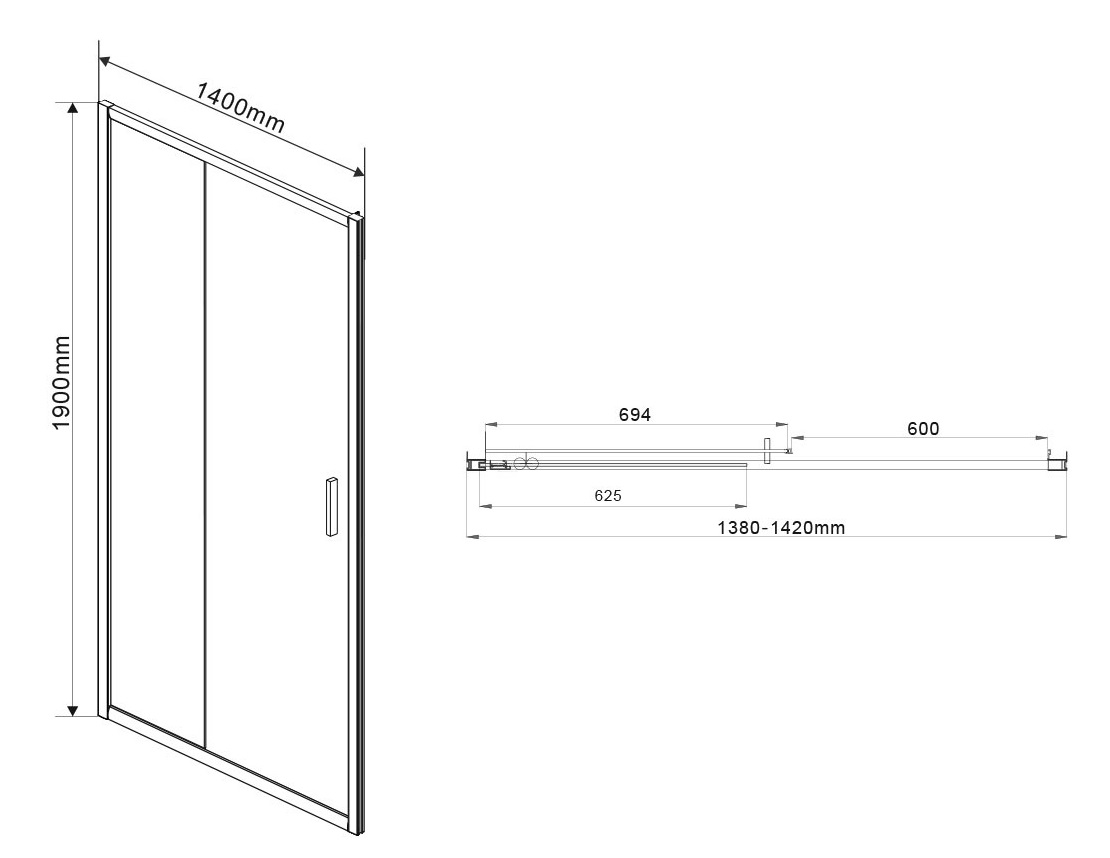 Душевая дверь Vincea Garda 140x190 VDS-1G140CL хром, прозрачная