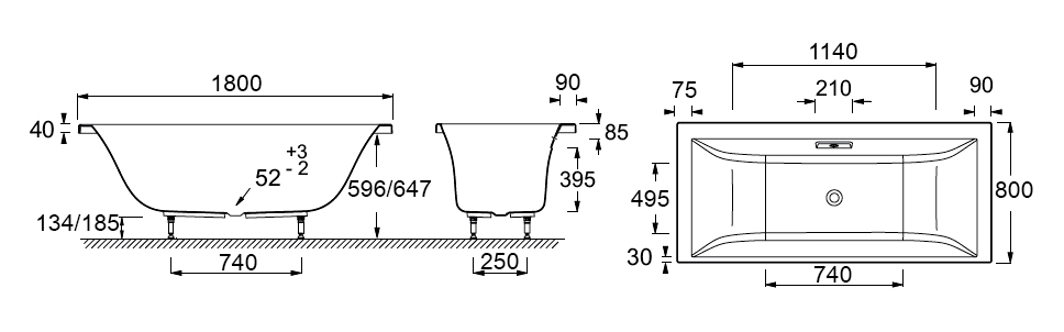 Акриловая ванна Jacob Delafon Evok 180x80 E60269RU-00