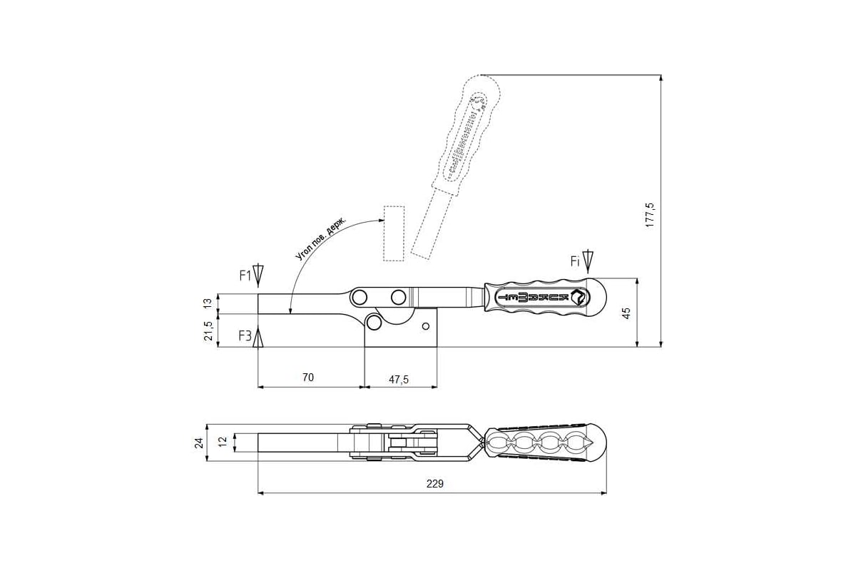 Прижим механический усиленный горизонтальный KUKAMET 142-4