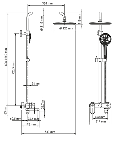 Душевая стойка WasserKRAFT Elbe A17401 черный