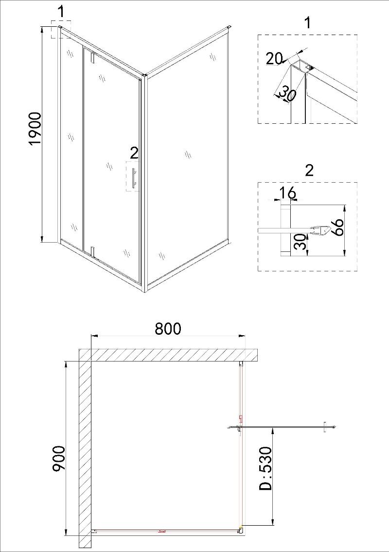 Душевой уголок Niagara Nova NG-43-9AG-A80G 90x80 прозрачный, золото