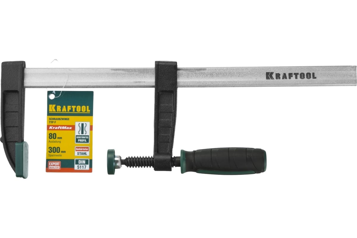 F-струбцина Kraftool DIN 5117, двухкомпонентная ручка, 80x300мм 32011-080-300