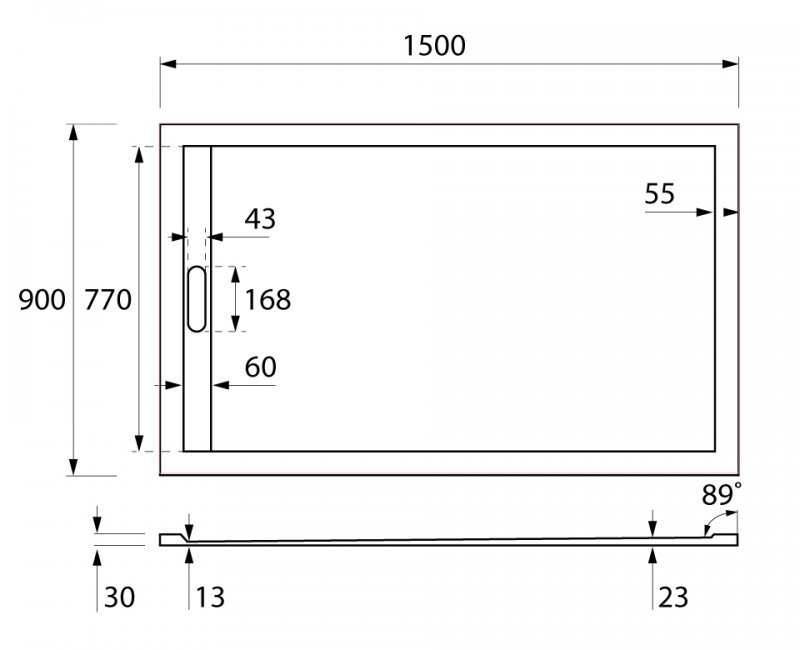 Поддон для душа Cezares TRAY-AS-AH-150/90-30-W 150x90 из мрамора