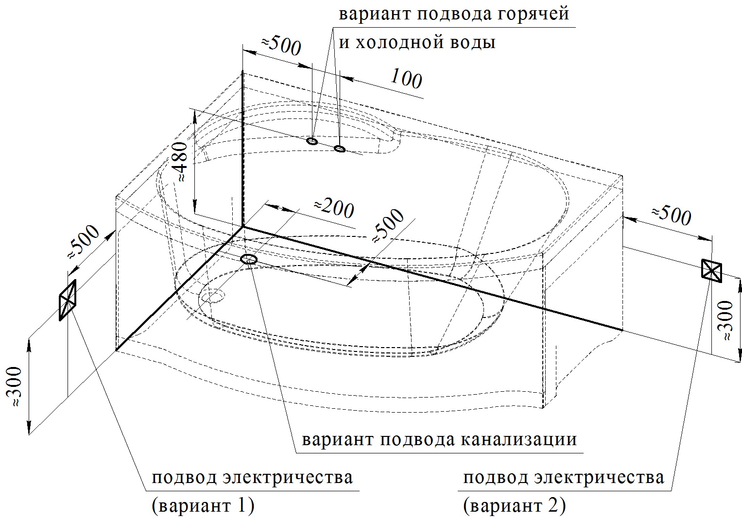 Акриловая ванна Ваннеса Монти 150х105 см R