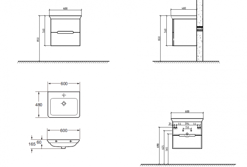 Раковина BelBagno Torino 60 см TOR-600-CB-LVB