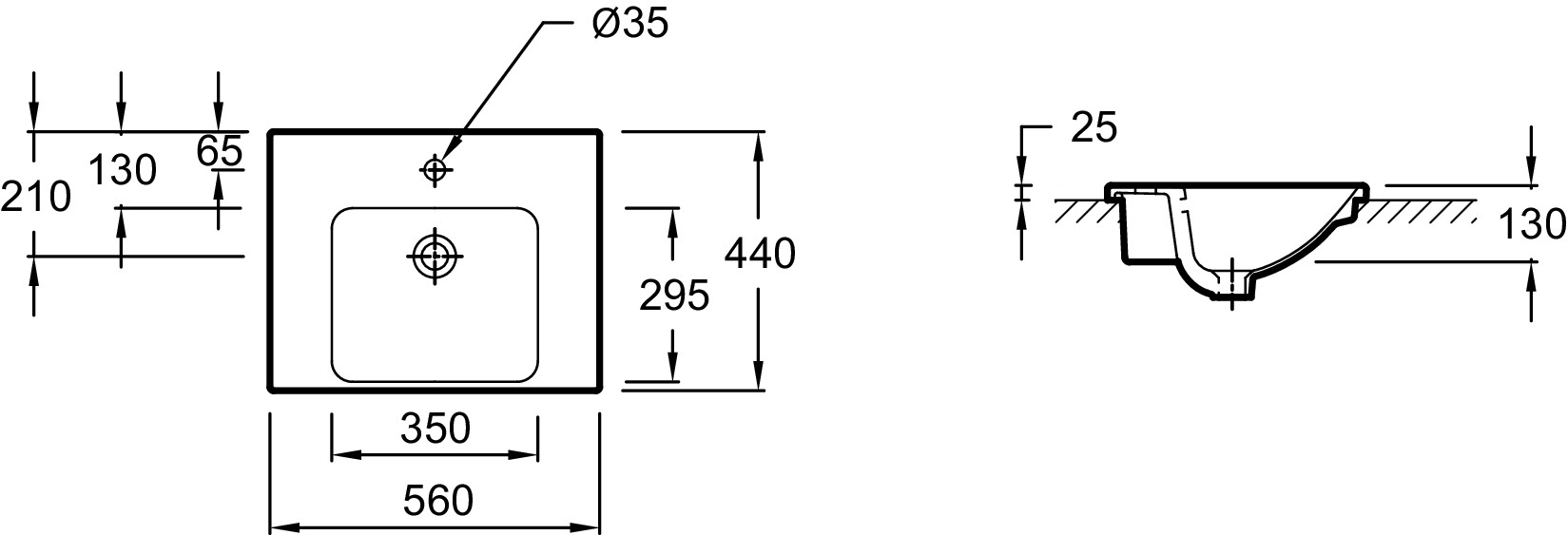 Раковина Jacob Delafon Odeon Up E4756-00 56 см