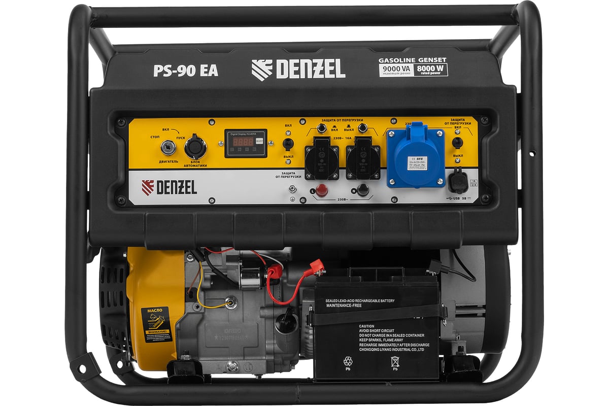 Бензиновый генератор Denzel PS 90 EA, 9,0 кВт, 230В, 25л 946934