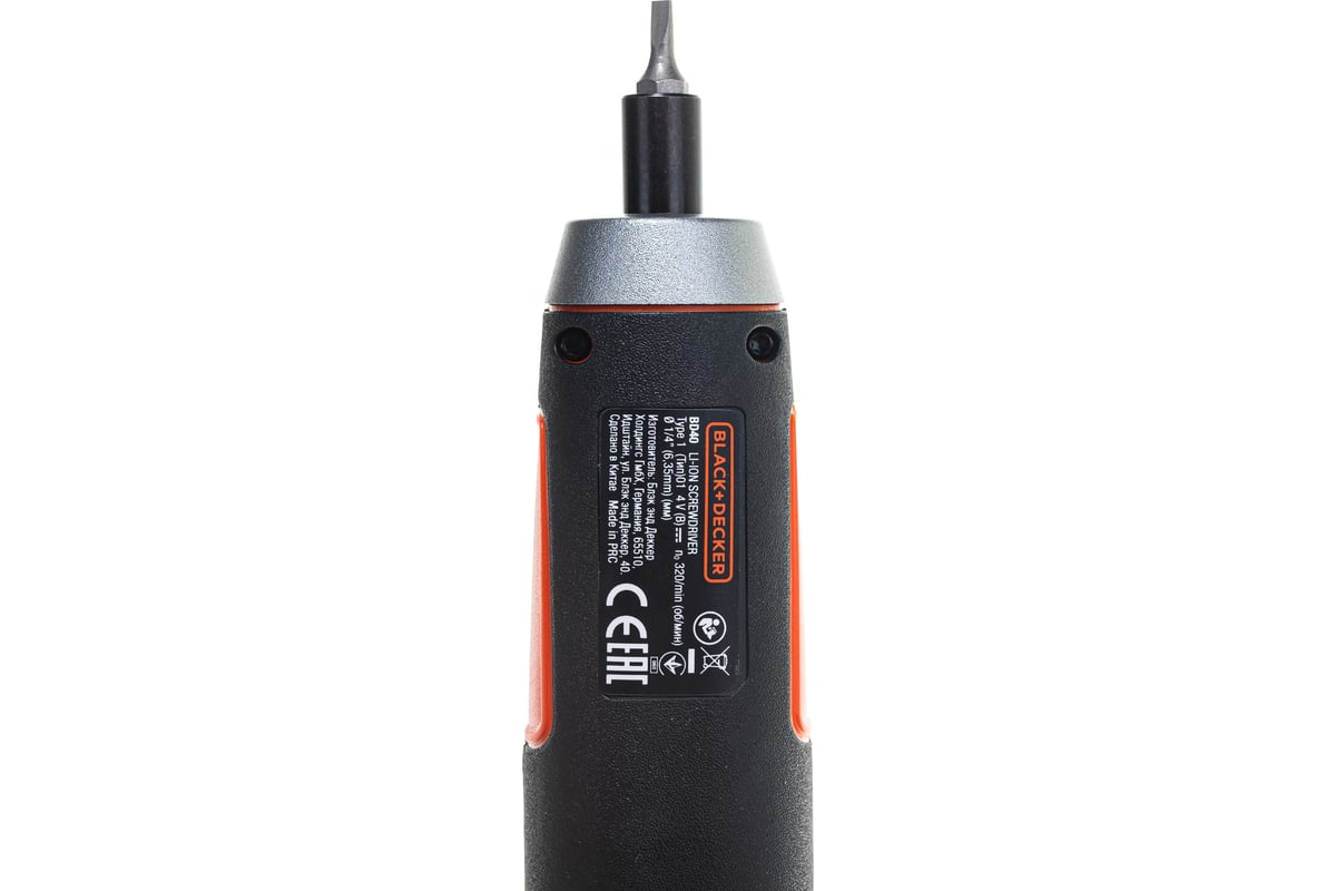 Аккумуляторная отвертка Black&Decker ION + 4 насадки BD40K4-RU