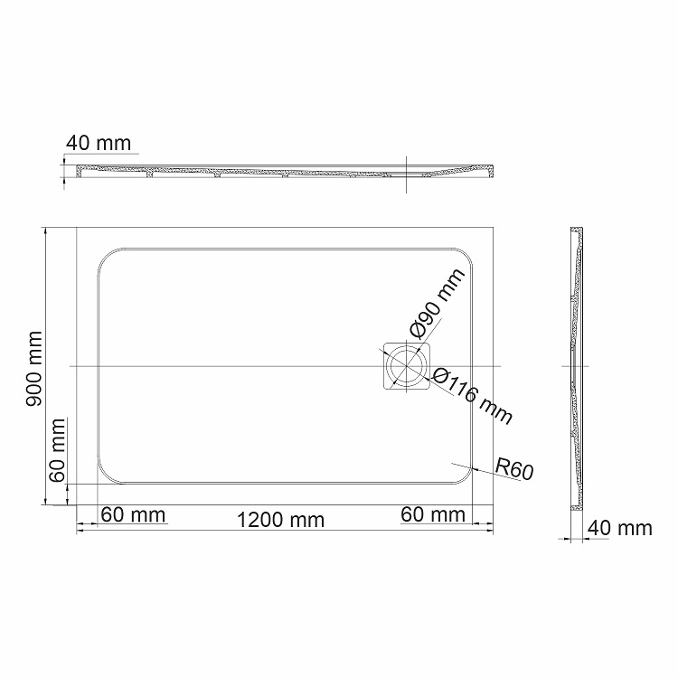 Поддон для душа WasserKRAFT Rhin 44T07 120x90, белый мрамор