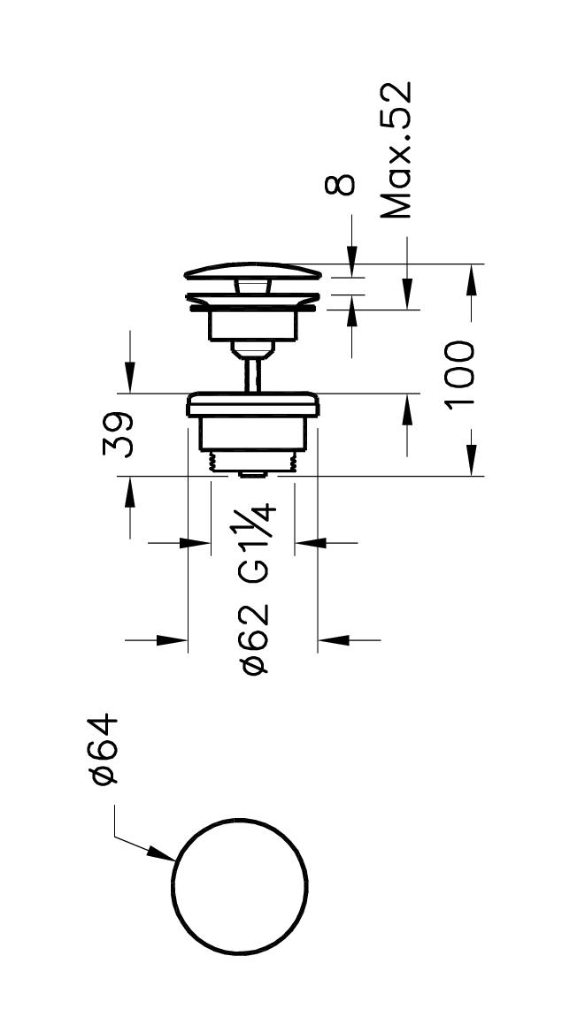 Донный клапан Vitra Origin A4514926 с переливом, медь