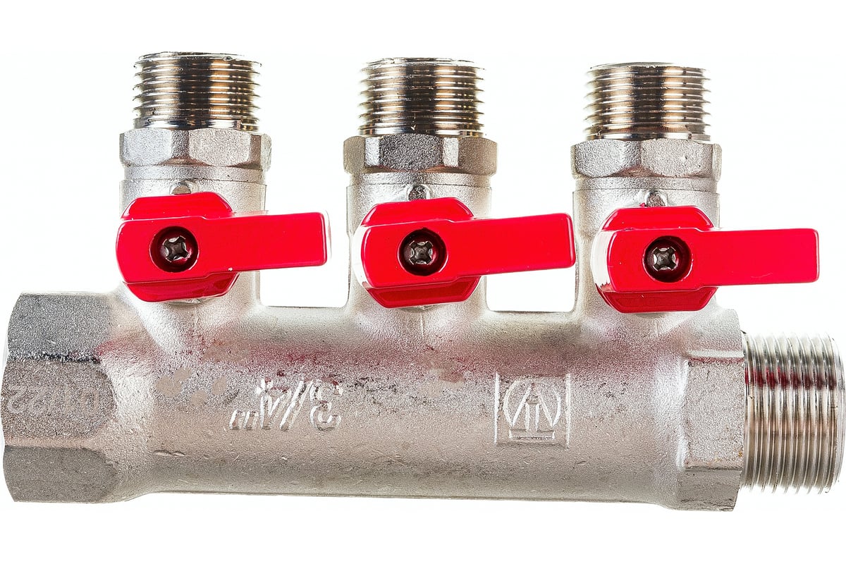 Коллектор с кранами (3/4"; 3 х 1/2") Valtec VTc.580.N.0503 78753