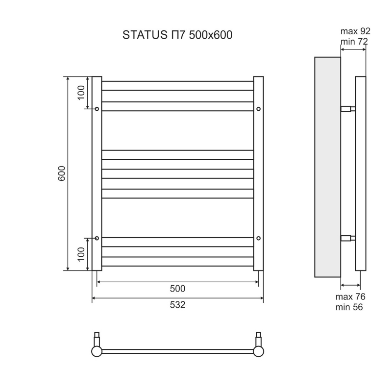 Полотенцесушитель электрический Lemark Status LM44607E П7 50x60