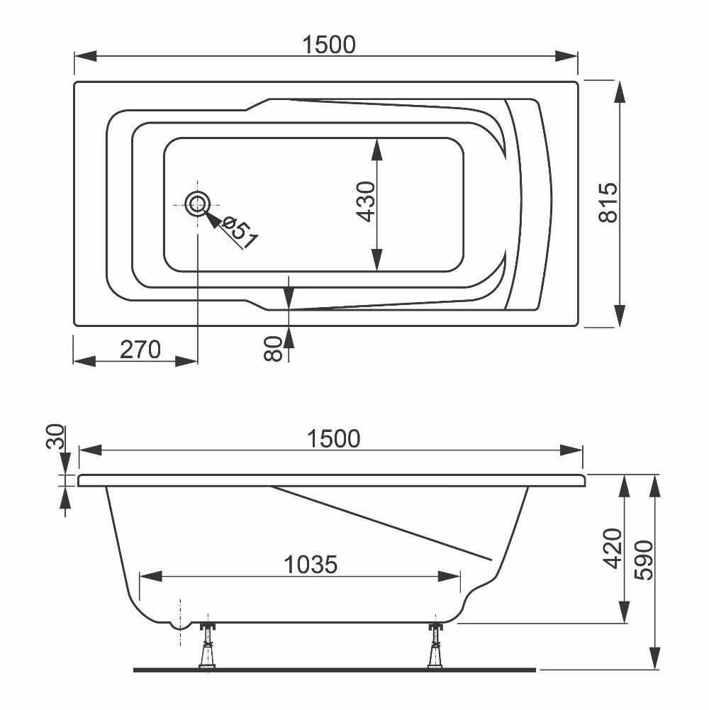 Акриловая ванна VagnerPlast Ultra 150x82